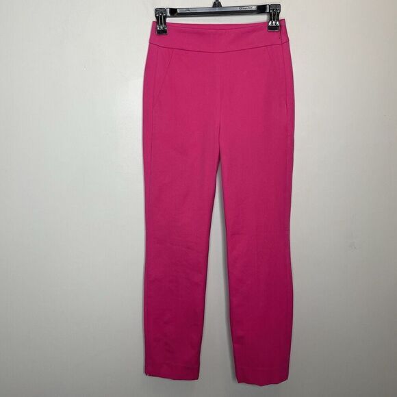 J.CREW Remi Pants Women 00 Fuchsia Pink Slim Straight Leg NEW Stretch AG172 - Picture 1 of 14